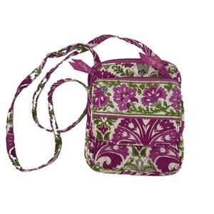 Vera Bradley Quilted Mini Hipster Crossbody Bag Julep Tulip Pink Green Handbag